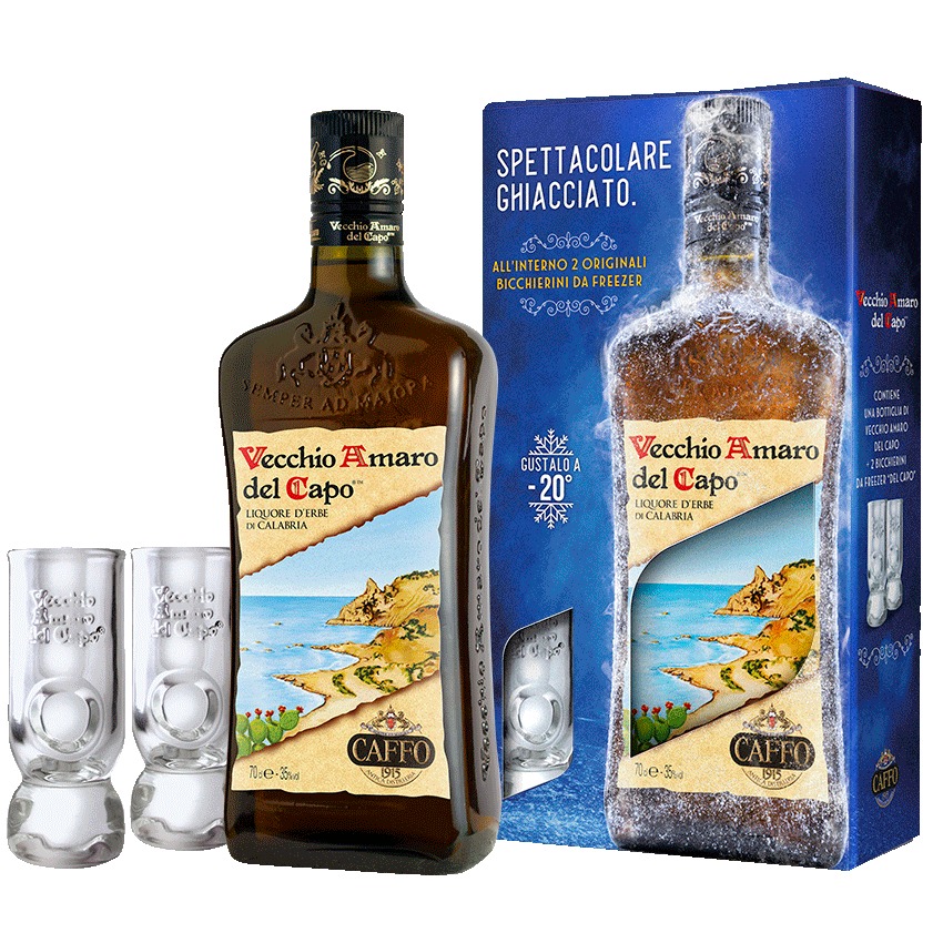 Vecchio Amaro Del Capo Caffo 35% alc. 0.7l + Pahare